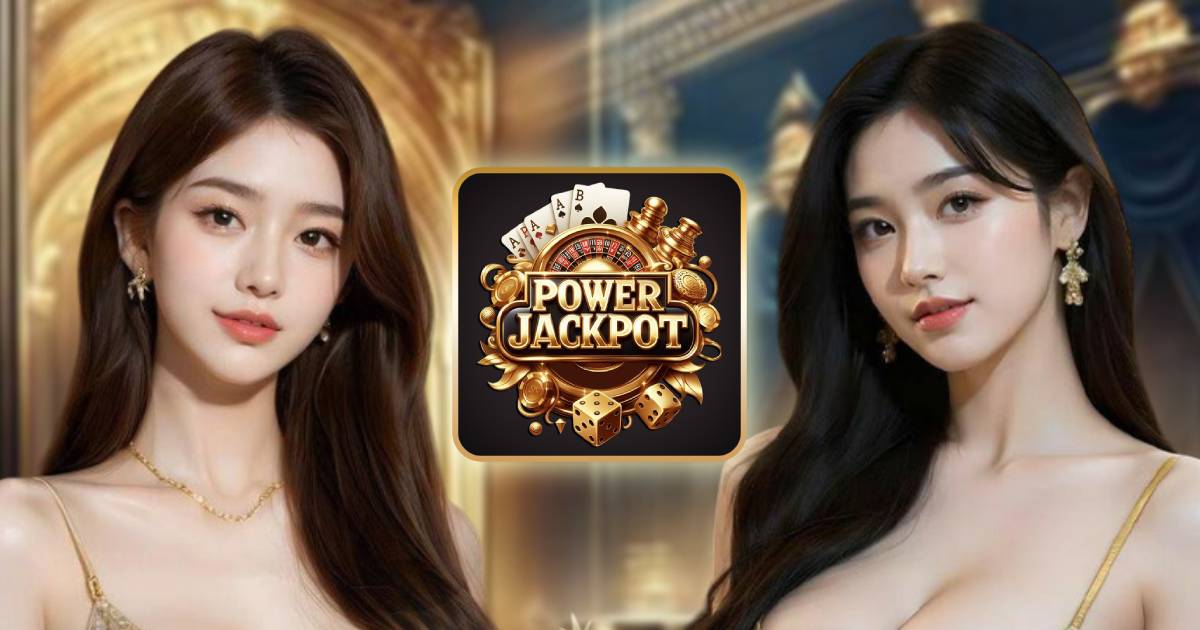 Main promotional banner of PowerJackpot999 featuring welcome rewards and app access